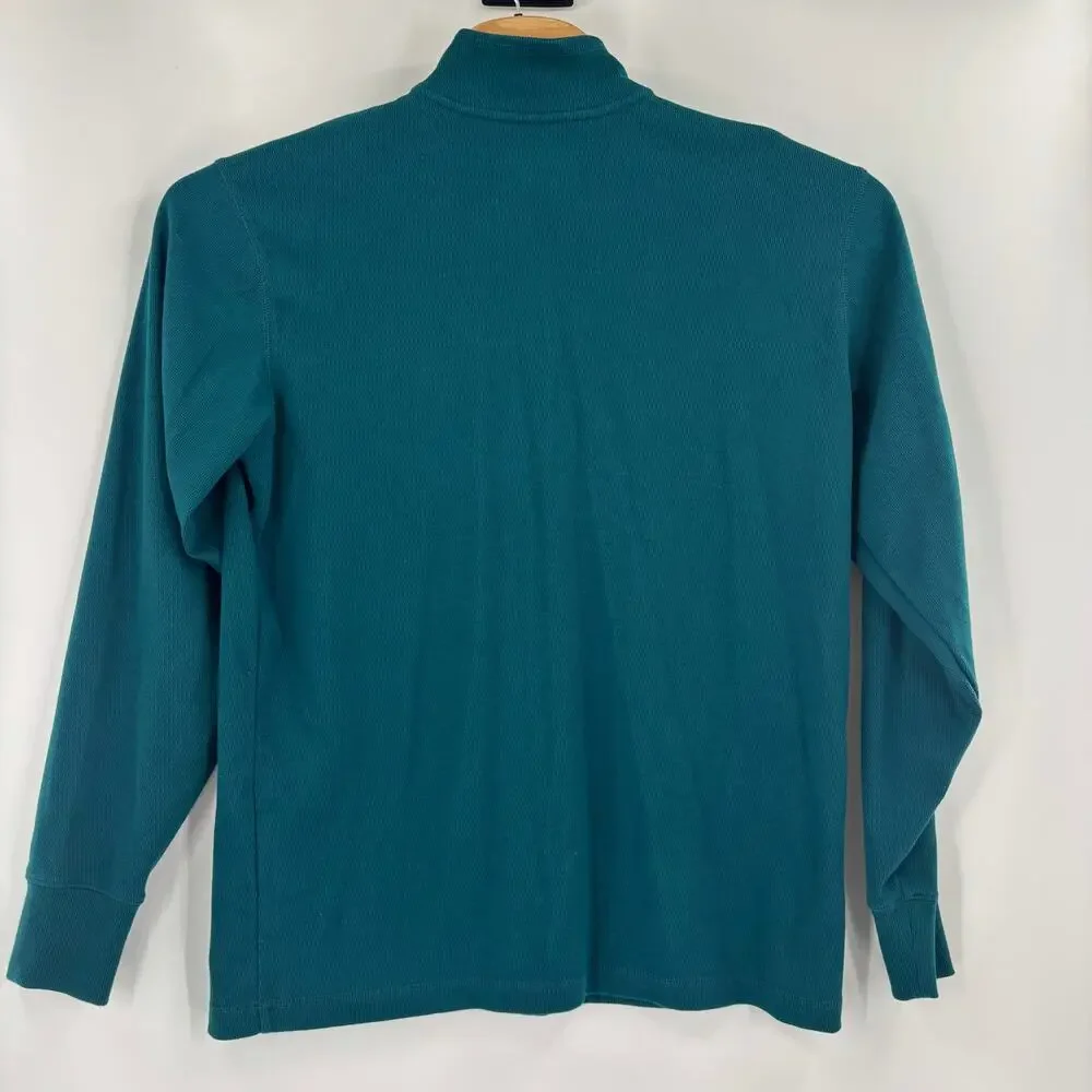 Carhartt Mens Large Green 1/4 Zip Relaxed Fit Long Sleeve Pullover Pouch Sweater